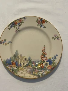 VINTAGE 'OLD ENGLAND GARDENS' BUTTER/SIDE PLATE WITH LOVELY COTTAGE & GARDEN - Picture 1 of 7