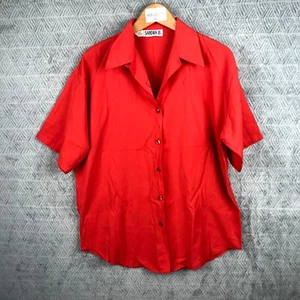 Sandra.B Chemisier Femme 42/44 Rouge Manches Courtes Col Classique Boutonnée - Imagen 1 de 6
