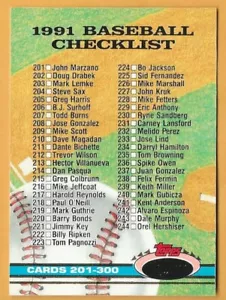 LISTA DE VERIFICACIÓN 201-300 #300 - TOPPS STADIUM CLUB CASI NUEVO-COMO NUEVO 1991 - Imagen 1 de 2