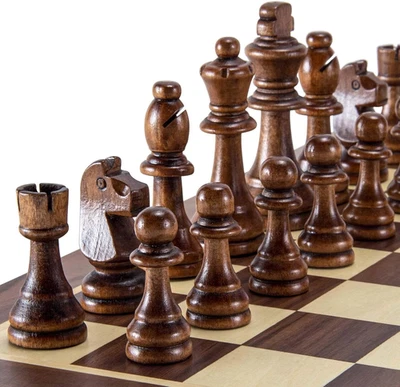 Wooden Chess Pieces Only, Tournament Staunton Wood Chessmen with 3.5 Inches King - Image 1 of 4