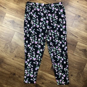 Lauren Conrad Women Sz L Black Multicolor Floral Pants - Picture 1 of 7