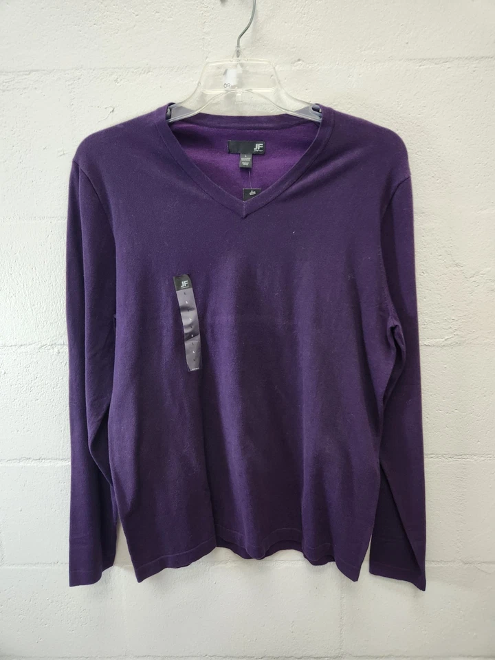 Top JF J. Ferrar Apollo púrpura tejido mezcla de algodón manga larga grande $50 1203-03 Foto 1 de 3