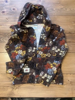 Sudadera con Capucha Mickey Mouse Patrón Floral Disneyland Cremallera Talla Mediana Foto 1 de 2