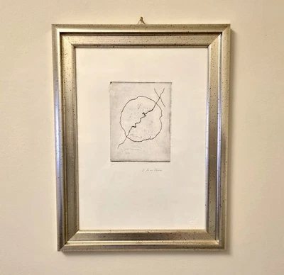 Lucio Fontana Incisione “Concetto Spaziale” Firmato E Numerato 35,2x25,8 CM - Immagine 1 di 4