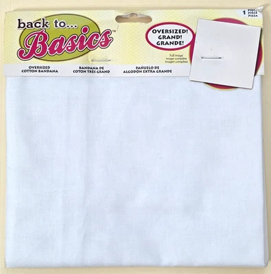 Back to Basics OVERSIZED COTTON BANDANNA 27" - White - NEW - Image 1 of 2