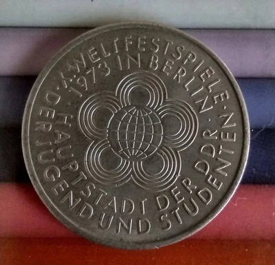 1973 East German DDR 10 Mark Coin-10th World Festival of Youth  N-176 Foto 1 de 2