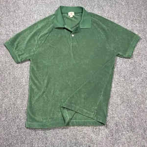 Camisa polo de tela de felpa verde talla pequeña de algodón texturizado para hombre J Crew - Imagen 1 de 8