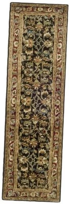  Alfombra de corredor de colección clásica - 2'3" x 12', oliva oscuro y rojo, hecha a mano  Foto 1 de 4
