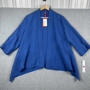 IC Collection Connie K Jacket Womens L Blue Textured Kimono Open Front USA NEW - Picture 1 of 10
