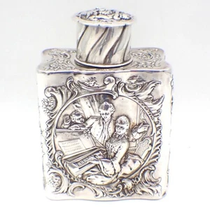 Musical Theme Cherub Tea Caddy Box German 800 Silver Simon Rosenau - Picture 1 of 6