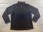 Exofficio Mens Sweater 1/4 Button Up Sweater Black Wool Polyester Nylon Size L