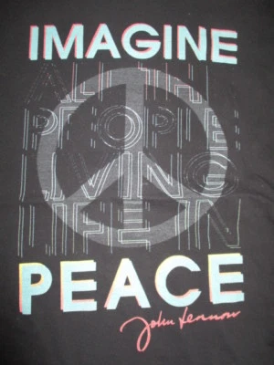 Fruit of the Loom Label - JOHN LENNON "IMAGINE PEACE" (MED) T-Shirt BEATLES  - Image 1 of 2