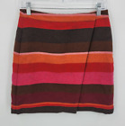 Ann Taylor Loft Skirt Womens 4 Red Maroon Stripe Wrap Lined Soutwest NWT