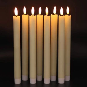 Set of 6 Flameless Flickering Flame Taper Wax Candle Remote Battery Operated LED - Picture 1 of 11