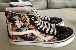 Vans Skateboard Shoe Hi Cuban Black Floral Mens 5.5 Womens 7 Skate Shoes - Picture 1 of 10