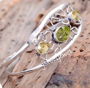 Citrine Topaz, Peridot Cut Gemstone Bracelet 925 Sterling Silver New Work Bangle - Picture 1 of 5