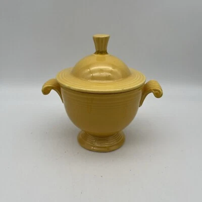 Fiestaware Vintage Amarillo Azúcar Bowl Fiesta HLC WV EE. UU. Homer Laughlin 1936 Foto 1 de 4