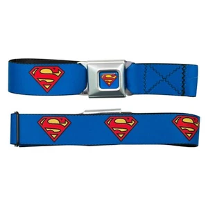 Superman Logo Seatbelt Buckle Belt Blue - Picture 1 of 1