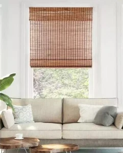 Chicology Cordless Light Filter Natural Woven Bamboo Roman Shade - Brown Beaver - Picture 1 of 4