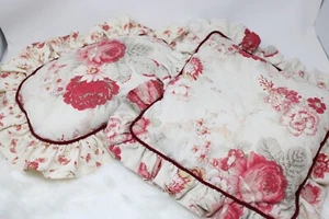 Almohadas decorativas vintage Waverly Norfolk para habitación de jardín (2) bordes con volantes - Imagen 1 de 2