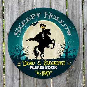 SLEEPY HOLLOW DEAD AND BREAKFAST RUNDES BLECHSCHILD - Bild 1 von 1