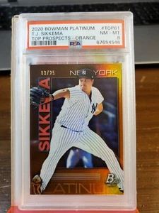 2020 Bowman Platinum Wal-Mart Top Prospects ORANGE 03/25 TJ Sikkema TOP-61 PSA 8 - Picture 1 of 2