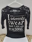 Harry Potter Black Lace Sleeves Small (3/5) "I Solemnly Swear Up To No Good"