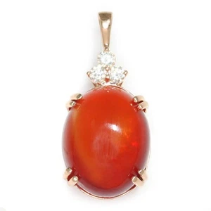 Oval Fire Opal Pendant with Diamonds 14K Rose Gold 9.69ct - Picture 1 of 5