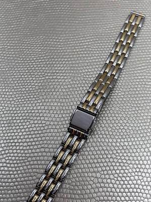 Браслет для часов 12 мм - 16 мм с покрытием из желтого золота и стали со складной застежкой - Изображение 1 из 4