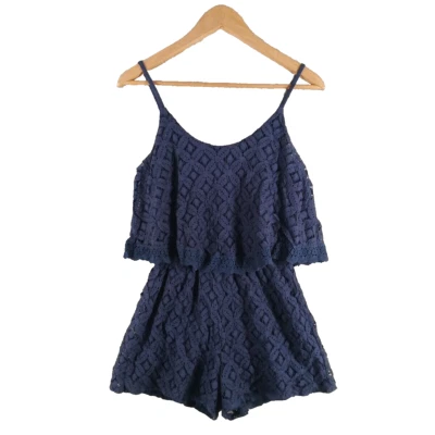 CITY TRIANGLE Women Lace Romper Size SMALL(4-6) Knit Blue Pull on Casual - Изображение 1 из 4