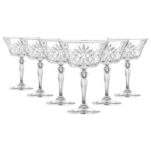 6x RCR Crystal 260ml Melodia Glass Champagne Saucers Vintage Saucer Glasses Set - Picture 1 of 6