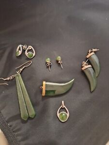 Nephrite Jade Pendant  Earrings Set
