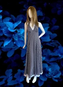 Maxi abito vintage raro Keyloun Halter anni 70 cerchio completo festival hippie - Foto 1 di 7