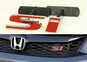 Bolt On 3D 4" x 1.2" SI Red Chrome Grill Emblem Decal Logo Badge for All Civic - Picture 1 of 1