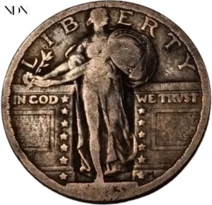 1923 Standing Liberty Quarter - sehr fein (VF) *schwaches Datum* - 90 % Silber #Q980 - Bild 1 von 3