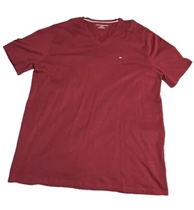 Tommy Hilfiger Camiseta Cuello en V Rojo Oscuro Hombre Talla XXL Logo Pequeño - Imagen 1 de 10