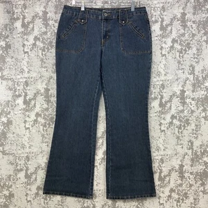 Cato Premium Jeans Women 18W High Rise Bootcut Dark Wash Denim Blue Flap Pocket - Picture 1 of 14