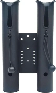 Fishing Rod Holder Double for Bike, Camping Carts and Scooter, Deck Mount, Black - Picture 1 of 7