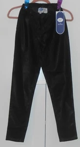WOMEN'S DG2 BLACK MID-RISE FAUX LEATHER PULL-ON PANTS - SIZE PETITE XSMALL - Picture 1 of 2