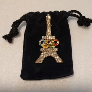 PARIS 2024 OLYMPIC EIFFEL TOWER RHINESTONES PIN 2 Pins - Picture 1 of 2