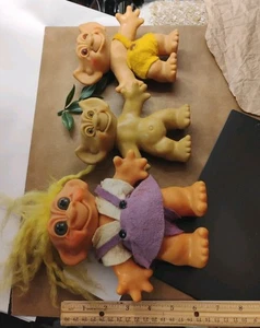 Vintage anni 60 DAM Troll Doll Bank 6,5” E (2) AS-IS bambole vintage aggiuntive! - Foto 1 di 12