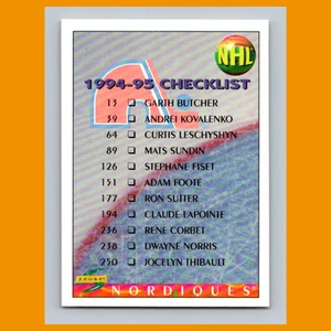 Checklist #CL 1994-95 Score Nordiques/Blues Hockey Card NHL - Picture 1 of 3