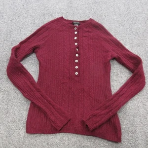 Suéter Only Mine Mujer Pequeño Borgoña Tejido con Cable Cachemira Botón Pullover Suave - Imagen 1 de 13