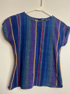 Vtg Happy Legs Skirt/Top Combo Small 3/5 Blue Stripe - Image 1 of 4