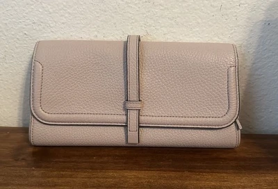 Bolsa de couro ANNABEL INGALL cinza claro dobrável carteira embreagem - Imagem 1 de 4