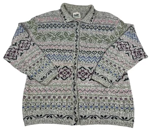Vintage 90’s Northern Reflections Knit Cardigan Sweater Nordic Fair Isle Size XL - Picture 1 of 7