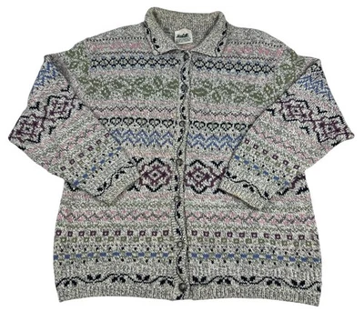 Vintage 90’s Northern Reflections Knit Cardigan Sweater Nordic Fair Isle Size XL - Image 1 of 4