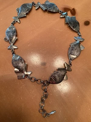 VINTAGE THE LIMITED SILVER TONE HEAVYWEIGHT METAL FISH LINK BELT 36" **GOOD** - Image 1 of 4