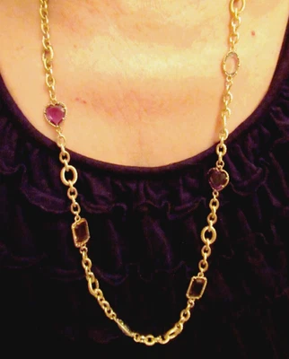 Collar Judith Ripka revestido de oro plata esterlina piedras preciosas circonita cúbica 29" Italia caja JR Foto 1 de 4