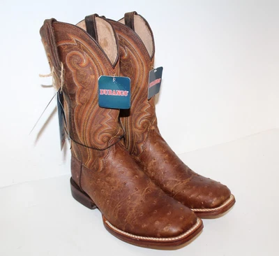 Botas de avestruz Durango Premium exóticas pluma completa para mujer 9 M punta cuadrada marrón Foto 1 de 4